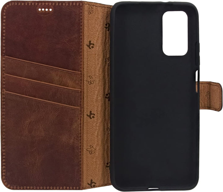 Suncase Book-Style Hülle kompatibel mit Xiaomi Poco M3 Leder Tasche (Slim-Fit) Lederhülle Handytasch