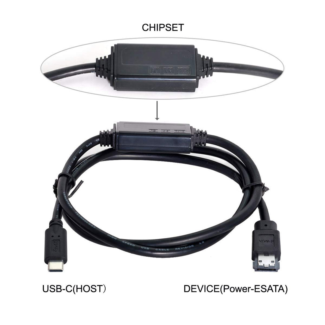 CY Kabel für USB-C Typ-C zur Stromversorgung über eSATA DC5V USB2.0 zu HDD SSD ODD eSATAp Disk Conve