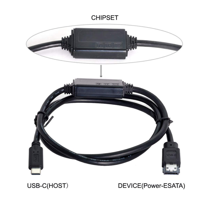 CY Kabel für USB-C Typ-C zur Stromversorgung über eSATA DC5V USB2.0 zu HDD SSD ODD eSATAp Disk Conve