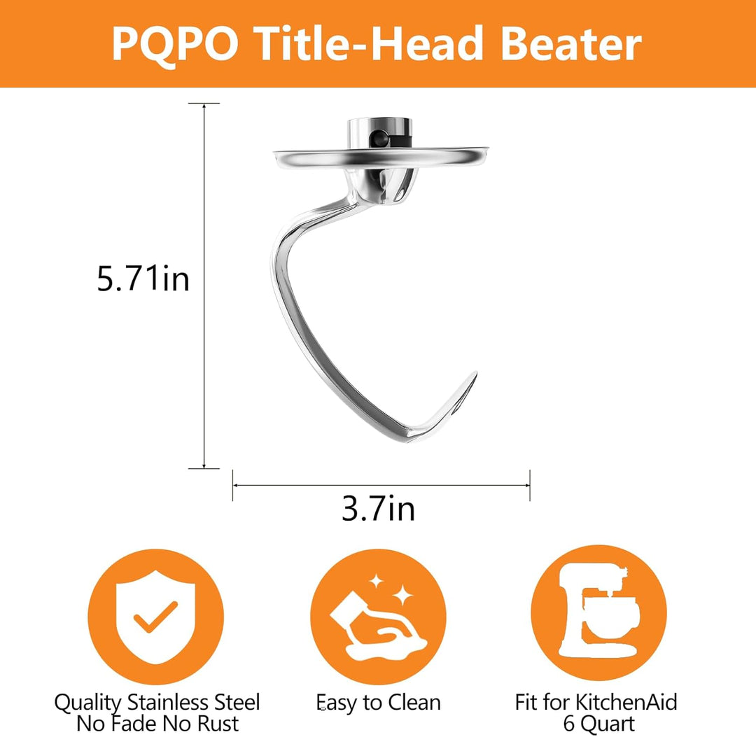 Edelstahl Teighaken für Kitchen Aid 4,5-5 Quart Tilt Head Standmixer, kompatibel mit Kitchen Aid Zub
