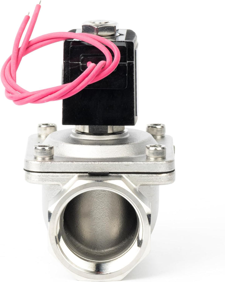 U.S. Solid 1-1/4" Magnetventil - Edelstahl DC 12V mit Viton-Dichtung, stromlos geschlossen, Bleidrah