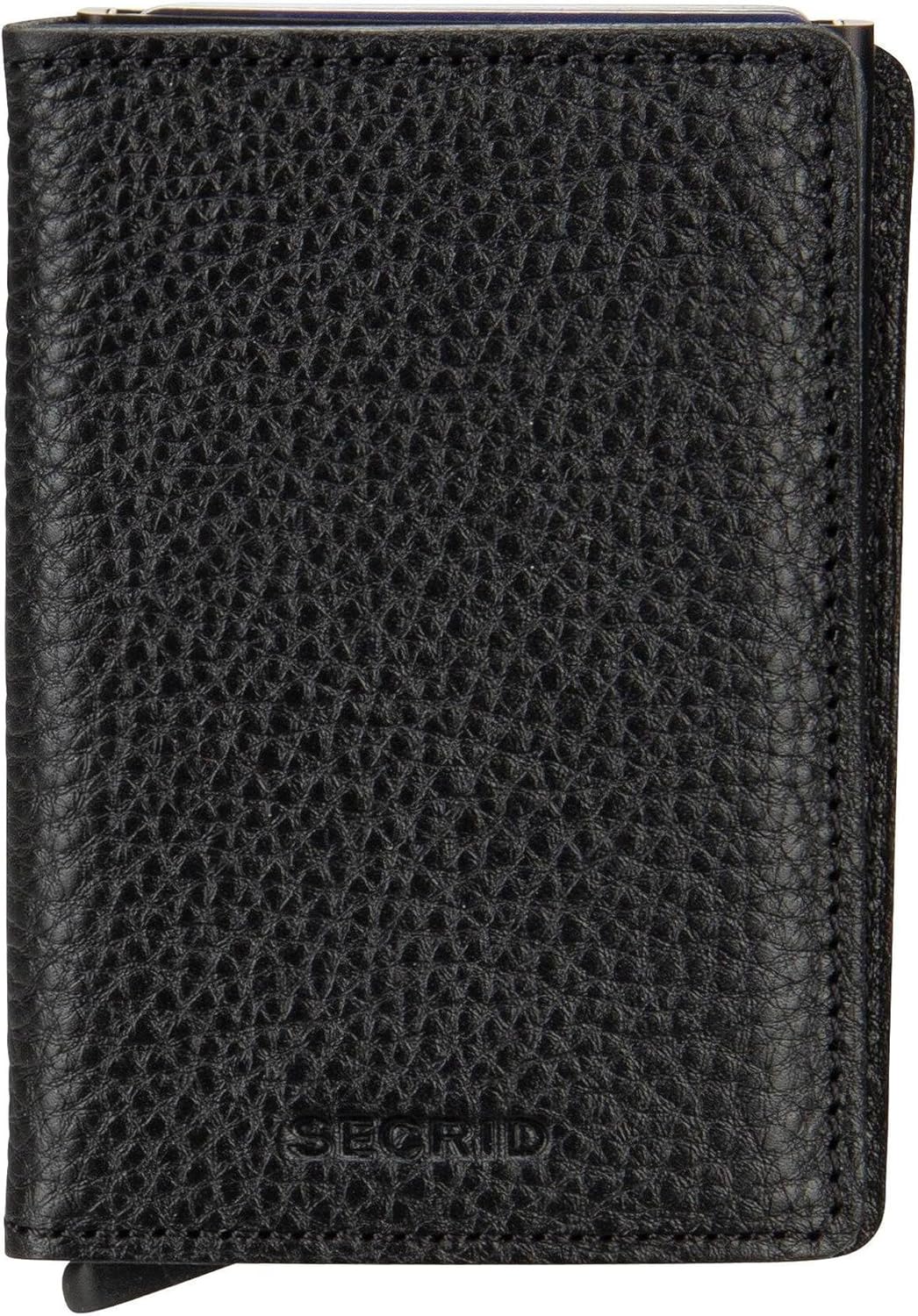 Secrid Slimwallet Kartenetui Black-Black aus Leder für 4 Karten mit oder 6 Karten ohne Prägung, Mass