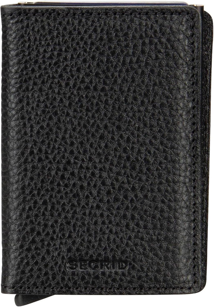 Secrid Slimwallet Kartenetui Black-Black aus Leder für 4 Karten mit oder 6 Karten ohne Prägung, Mass