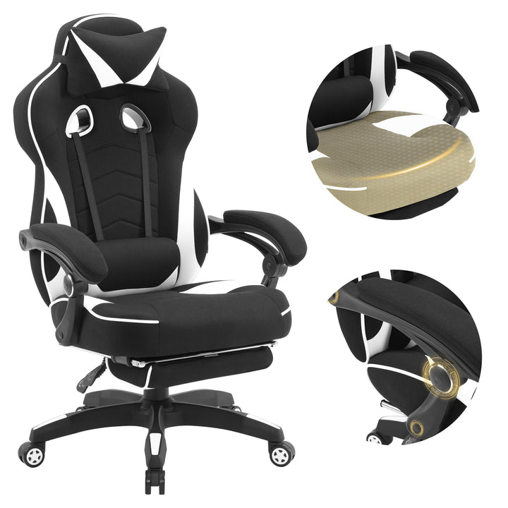 WOLTU Gaming Stuhl Racing Stuhl Bürostuhl Chefsessel Schreibtischstuhl Sportsitz mit Kopfstütze und