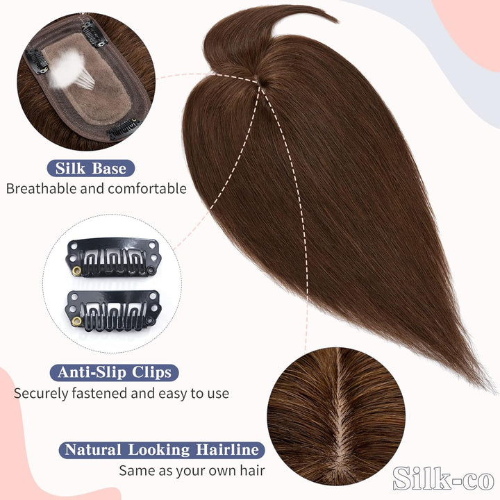 35cm Topper Extensions Echthaar Haarteile Echthaar Clip in Extensions Echthaar Glatt Toupet Haarverd