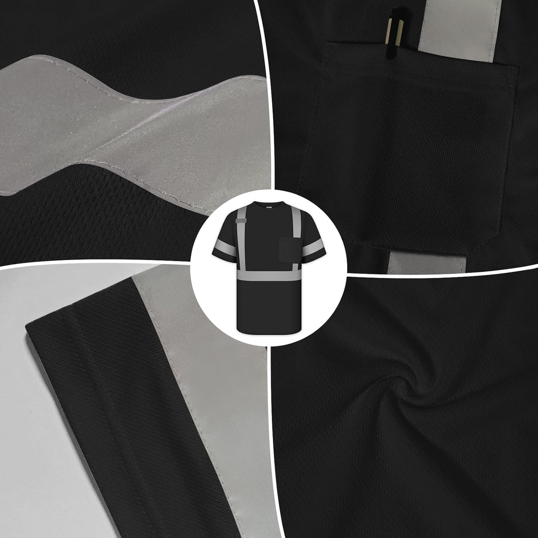 Warnschutz T-shirt, Warn Tshirt Herren mit Reflektierenden Streifen, Warnschutz T-shirt Baumwolle fü