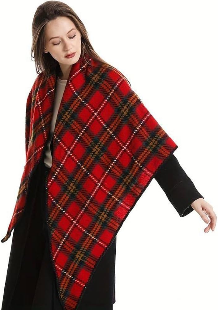 Schöner, extra grosser, superweicher Schal mit schottischem Schottenkaro, Highland-Klassiker Rotes D
