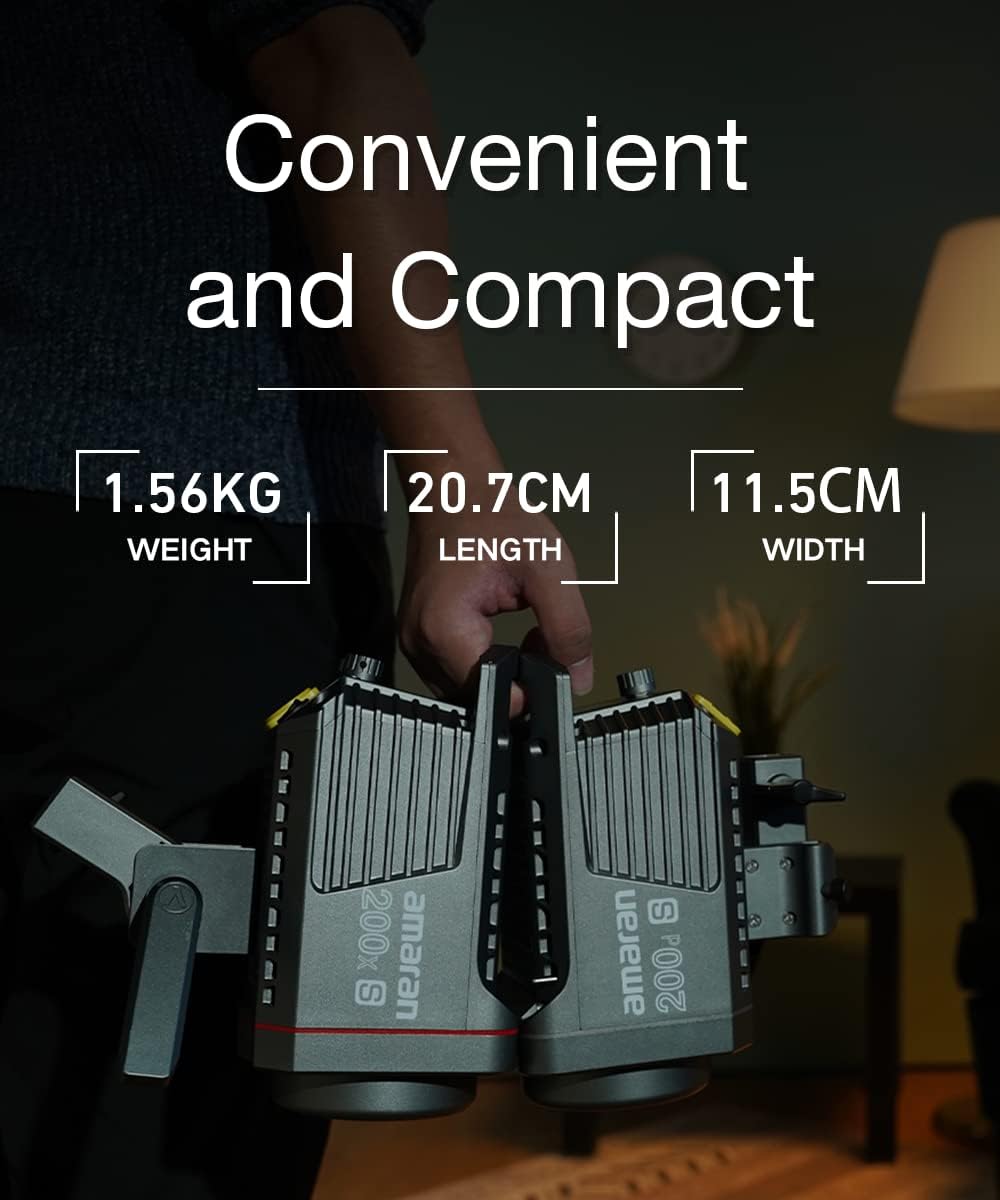 Aputure Amaran 200d S - Kompakte COB-Videoleuchte, Leichte LED Punktlichtquelle, 200W 5600K Schlüsse