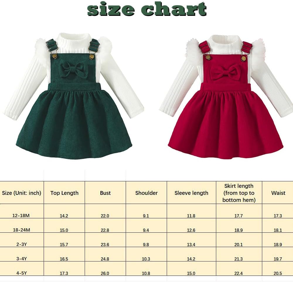 Kleinkind Baby Mädchen Kleidung Langarm Strick Rippenoberteile Schleife Cord Hosenträgerrock Kleid O