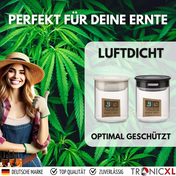 TronicXL 2x 700ml Vakuum Kräuter Borosilikat Glas Aufbewahrung Vorratsglas Ernte luftdicht Glasbehäl