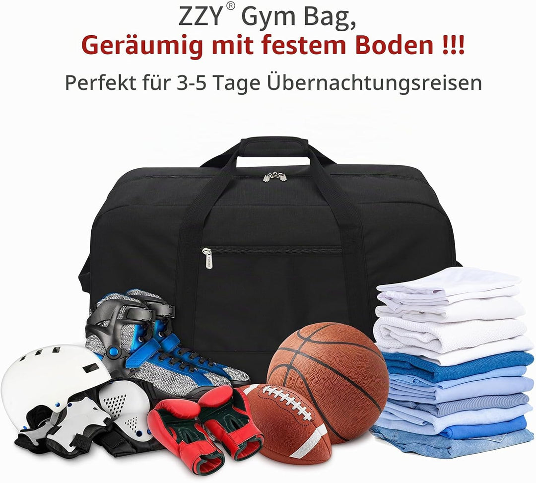 ZZY 55L Sporttasche Herren Gym Sport Tasche - 25 Zoll Reisetasche Duffle Bag mit Hartboden für Woche