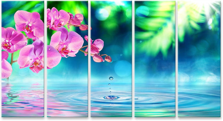 islandburner Bild auf Leinwand Orchidee In Zen Garten Am Teich Bilder Wandbilder Poster Leinwand 160