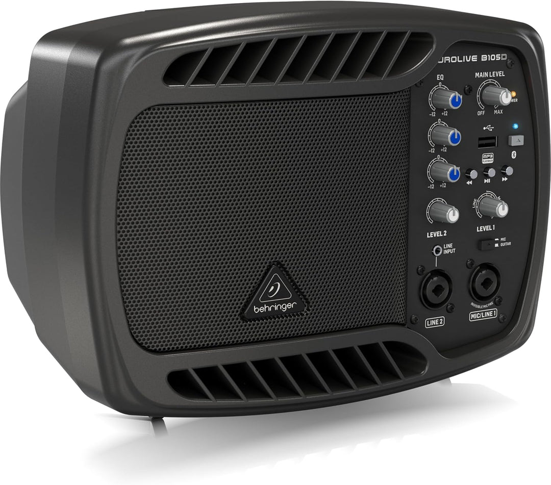 Behringer B105D Ultrakompakter 50-Watt-PA/Monitor-Lautsprecher mit MP3-Player und Bluetooth-Audio-St