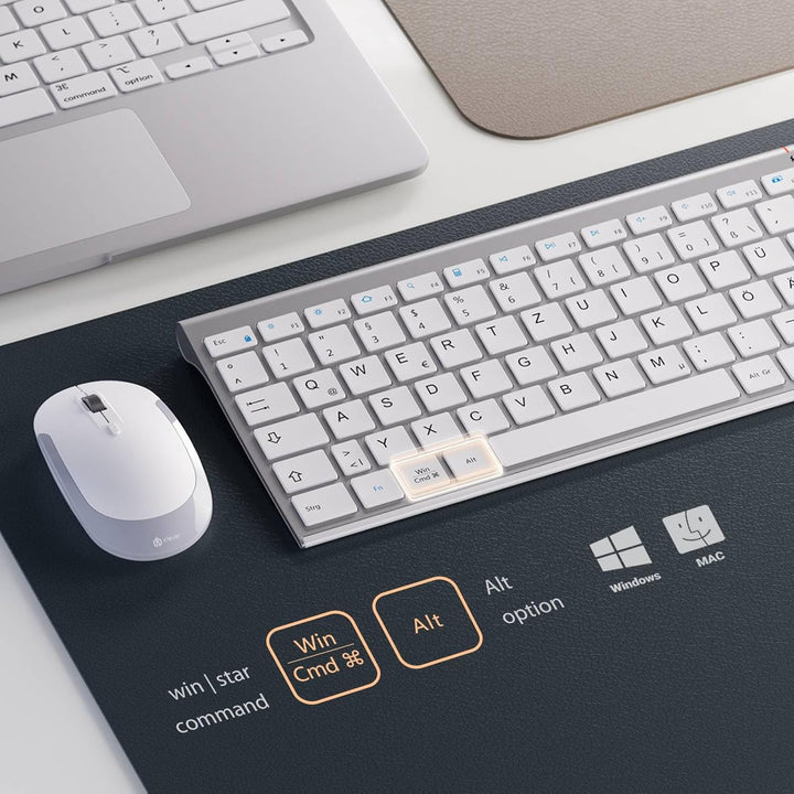iClever Kabellos Tastatur Maus Set, Wiederaufladbare Kabellose Tastatur und Maus, QWERTZ Layout (Deu