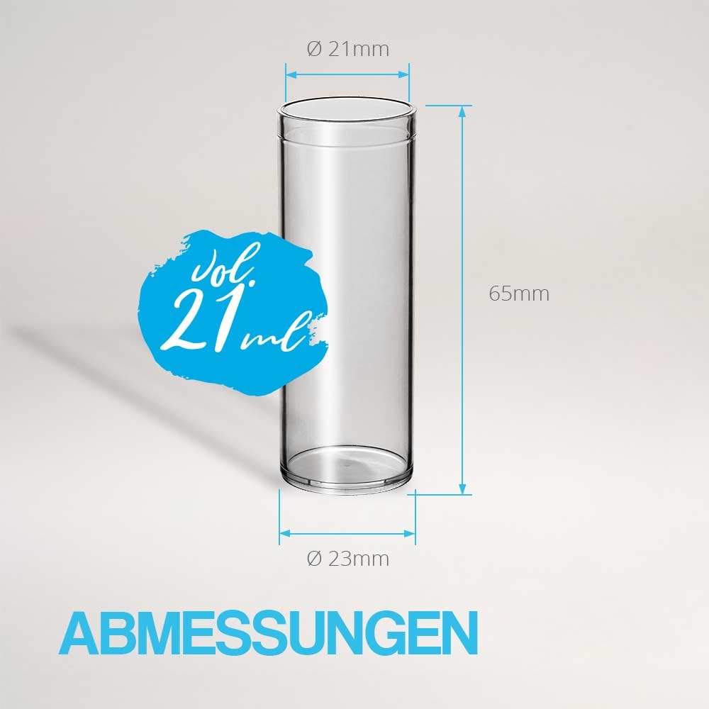 Tuuters 100x Kunststoff Reagenzgläser mit Korken, Kunststoffröhrchenn (65 x Ø23, Naturkorken) 65 x Ø