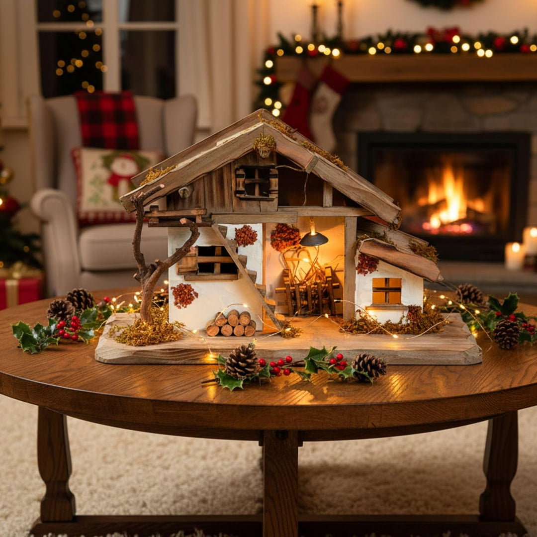 matches21 HOME & HOBBY XXL Weihnachts-Krippe 60 x 27 cm - Grosse Holz-Krippe als innen Fensterdeko T