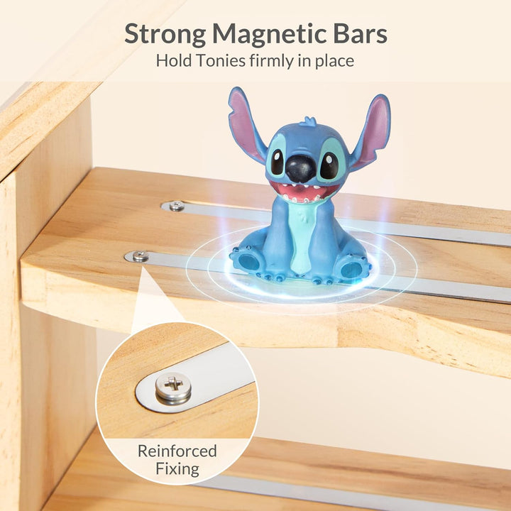 Todeco Toniebox Regal aus Holz, kompatibel mit Toniebox und Tonies, magnetisches Kinderregal für 30-