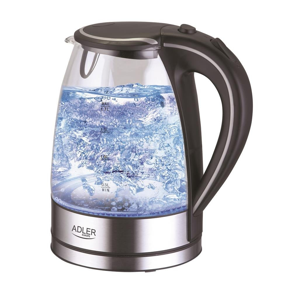 ADLER AD 1225 FO-AD1225 Wasserkocher, Kunststoff, schwarz/transparent Single, Single