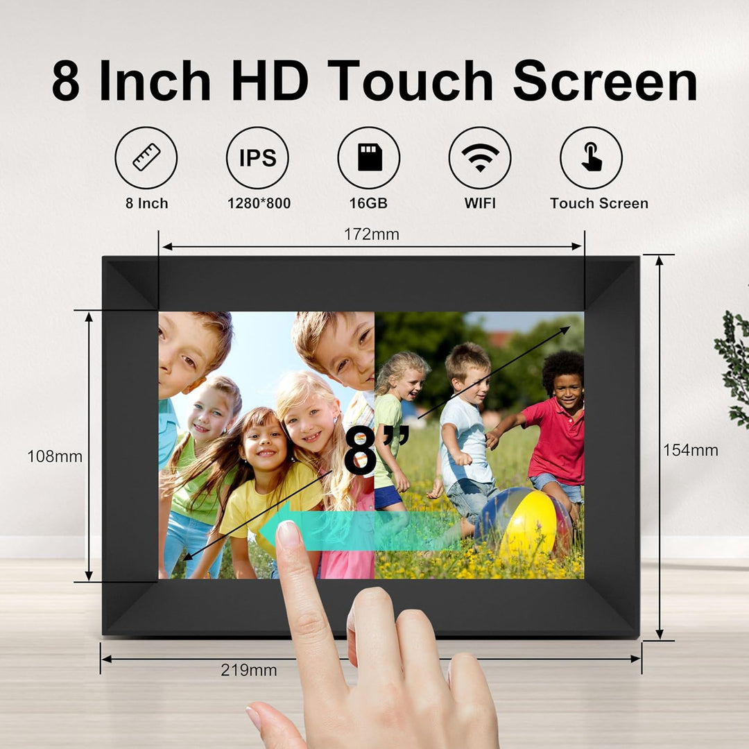 Frameo 8 Zoll WiFi Digitaler Bilderrahmen, 1280x800IPS Touchscreen, Teilen von Fotos oder Videos übe
