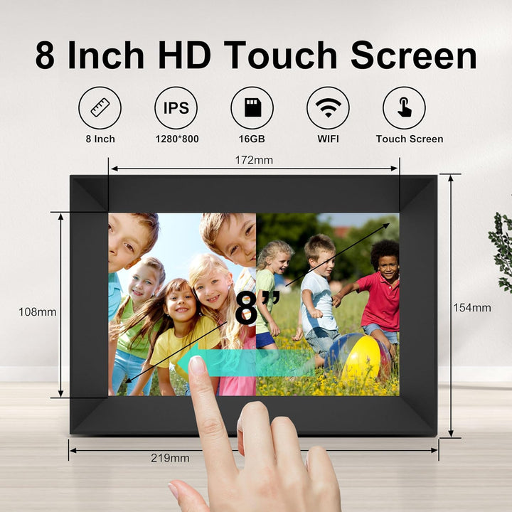 Frameo 8 Zoll WiFi Digitaler Bilderrahmen, 1280x800IPS Touchscreen, Teilen von Fotos oder Videos übe