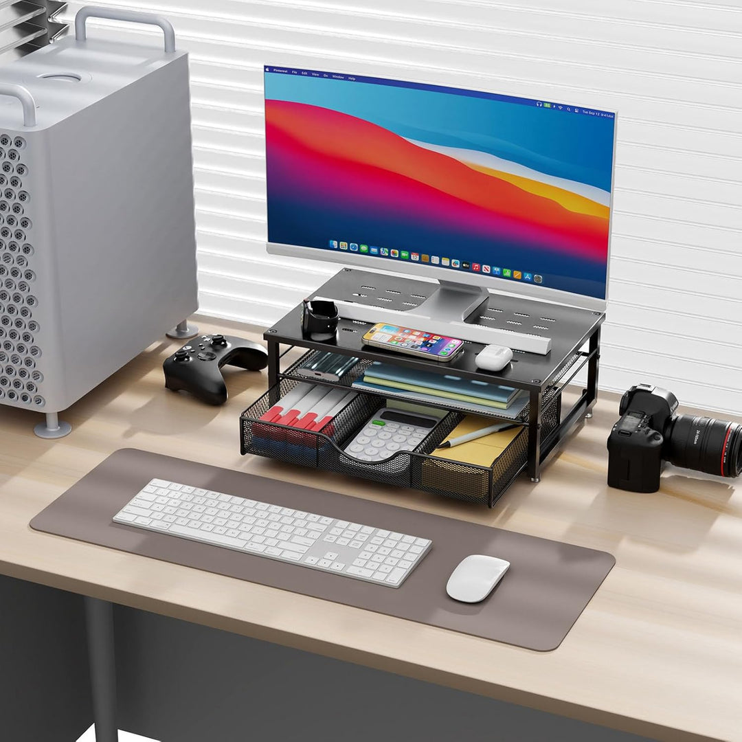 Computer-Monitorständer, Schreibtisch-Organizer mit Schublade, Schreibtischzubehör &amp; Desktop-Aufbewa