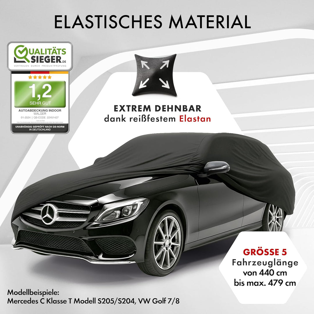WALSER Premium Abdeckung Auto Indoor Stretch Plus Qualitätssieger Sehr Gut* Autoabdeckung Winter Aut