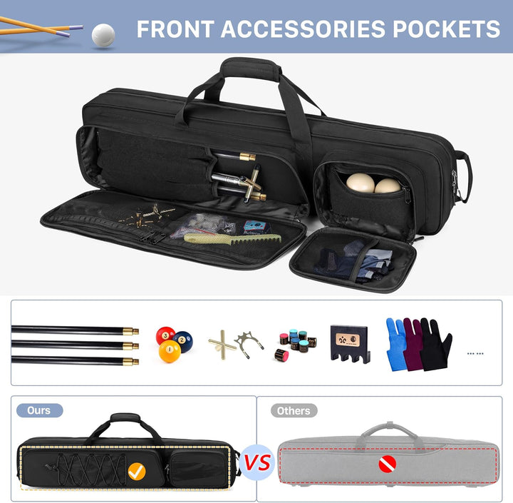 4x5 Pool Queue Koffer, Billard Stick Tragetasche für 4 Kolben und 6 Schäfte, weiche Pool Stick Tasch