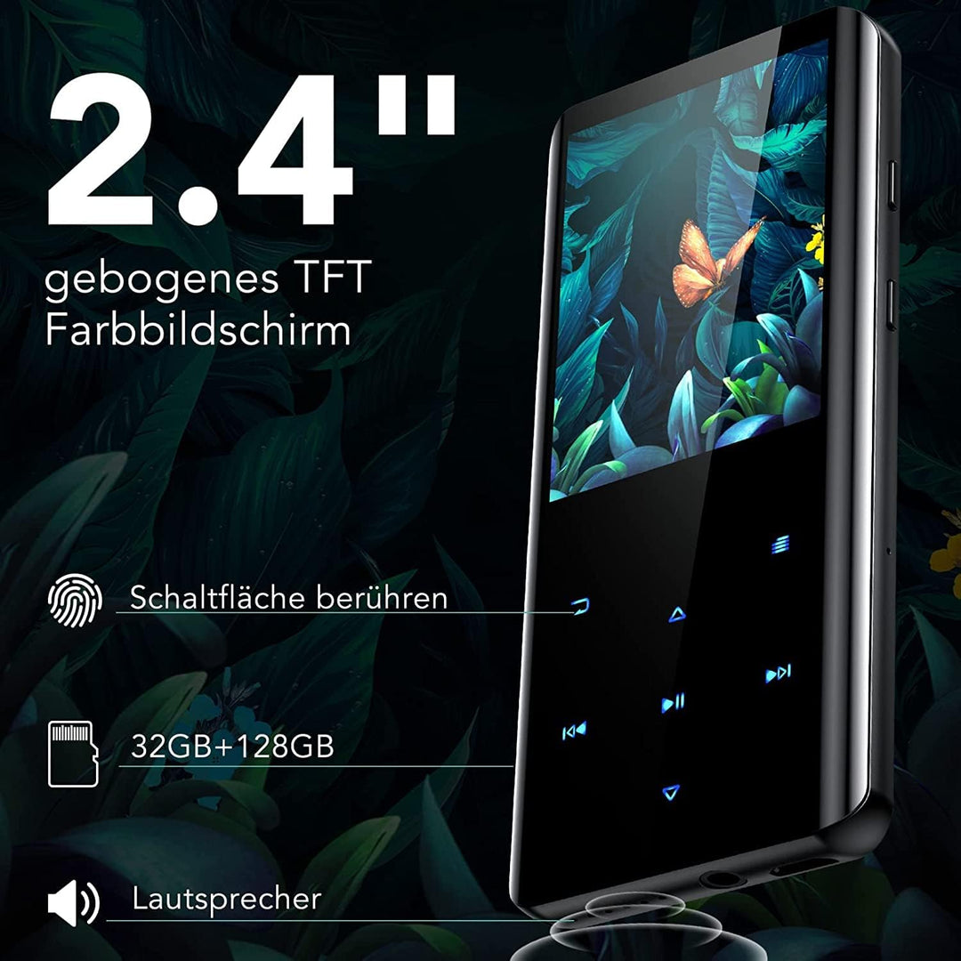 AGPTEK 32GB MP3 Player Bluetooth 5.0 mit 2,4 Zoll TFT Farbbildschirm, HiFi Musik Player mit Lautspre
