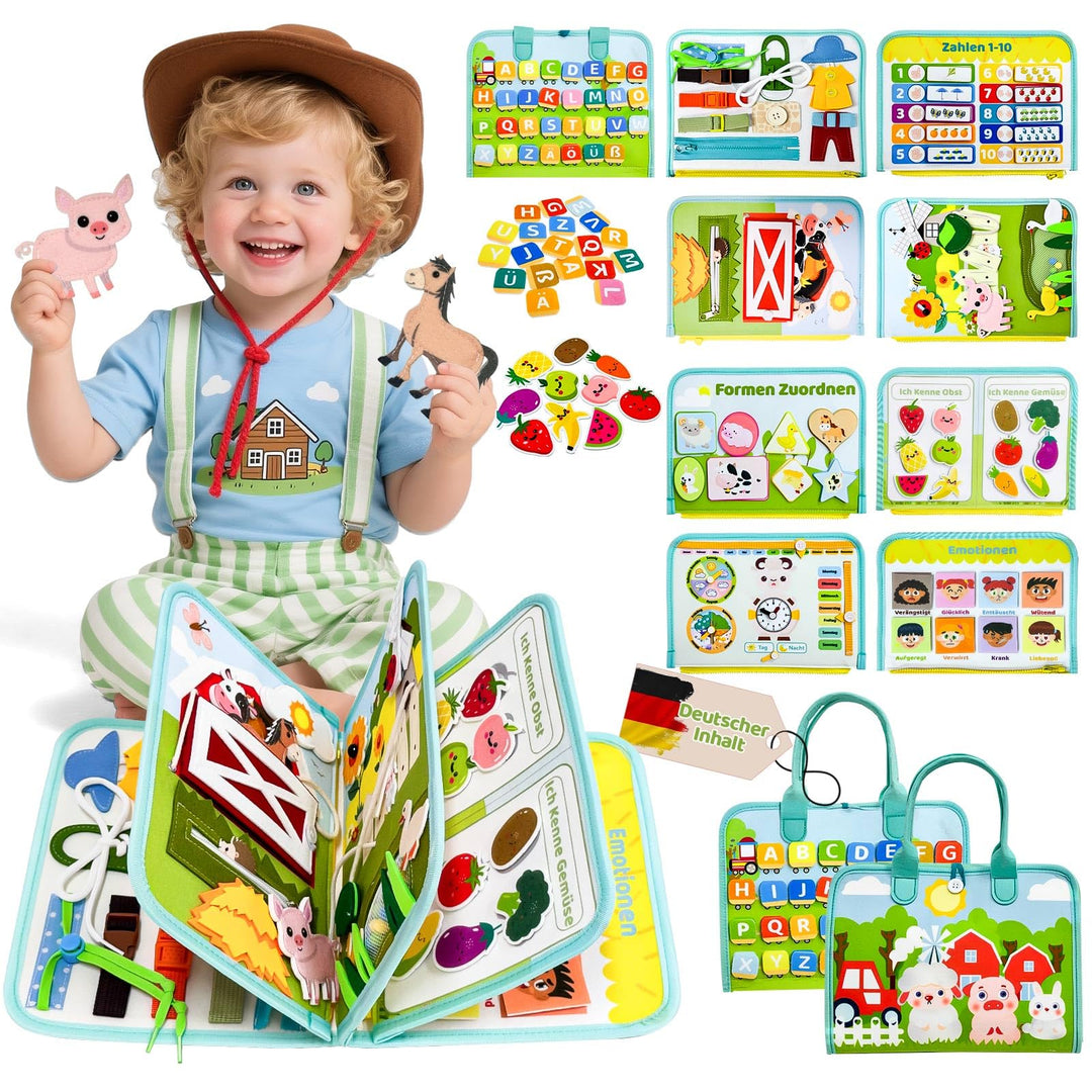 Busy Board Deutsch, Montessori Spielzeug Ab 1 Jahr, Spielzeug Ab 1 Jahr, Quiet Book Mit Bauernhof Th