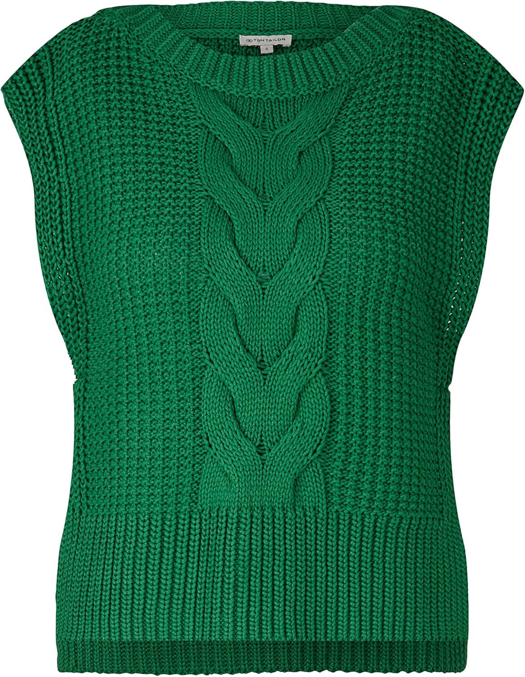 TOM TAILOR Damen Pullunder mit Zopfmuster XXS 31032 - Vivid Leaf Green, XXS 31032 - Vivid Leaf Green