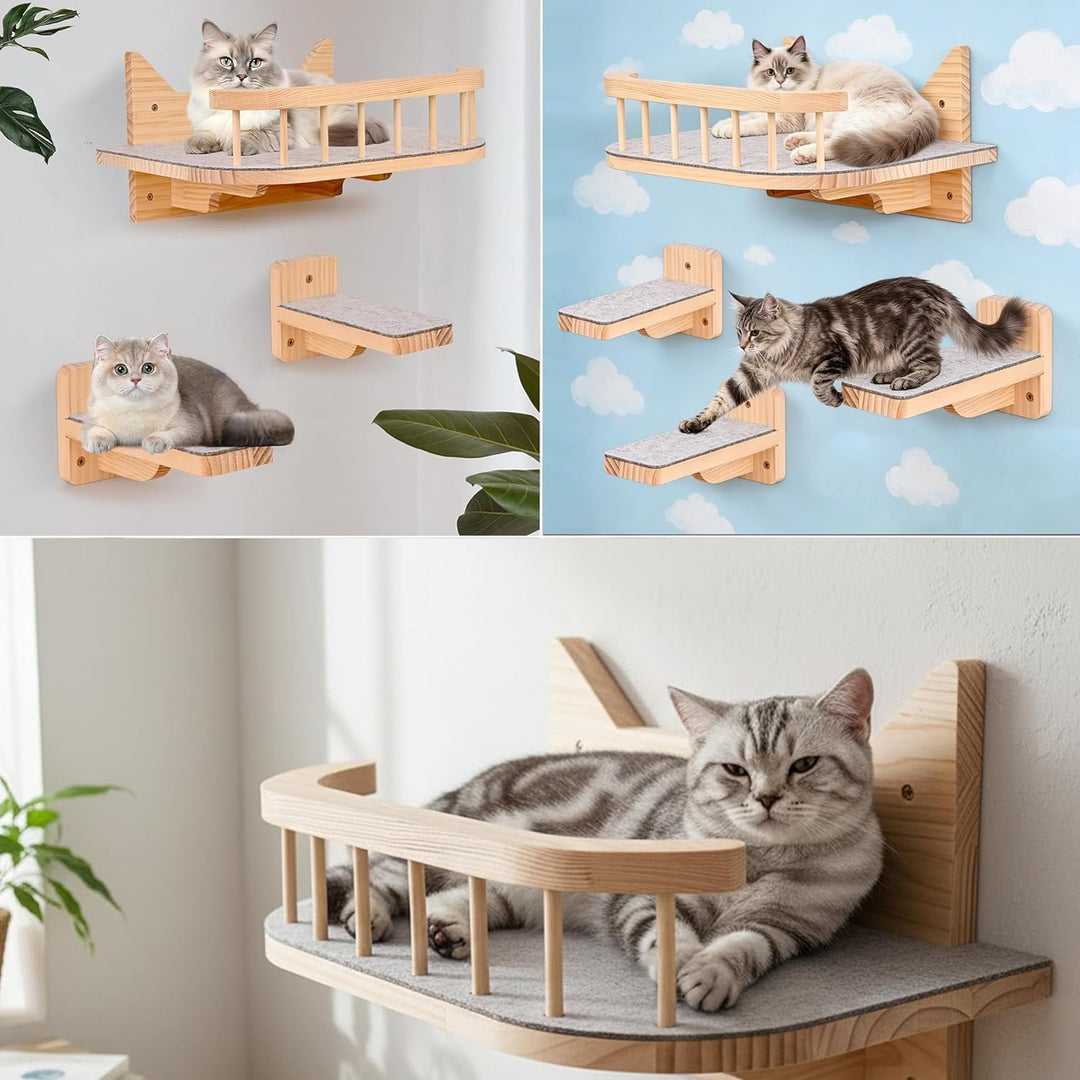 Wand montierte Katze Hängematte Katze Wandregale mit 3 Schritten, Katze Regale und Sitzstangen für W