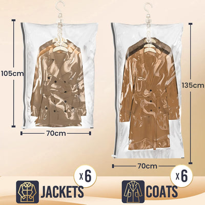 TAILI Hängend Vakuumbeutel Mit Kleiderhaken - Aufbewahren von Jacken, Anzüge und Kleid-Maximieren Si