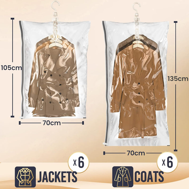 TAILI Hängend Vakuumbeutel Mit Kleiderhaken - Aufbewahren von Jacken, Anzüge und Kleid-Maximieren Si