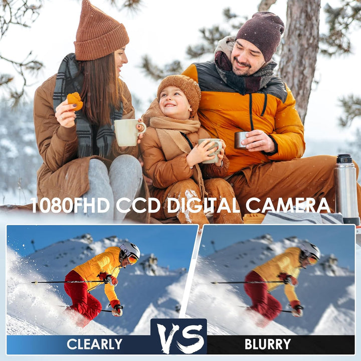 Digitalkamera, ARNSSIEN 1080P Vintage Digitalkamera für Kinder, 2,4" Bildschirm mit 16 LED-Fülllicht