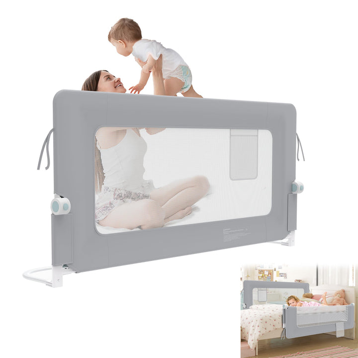 YRHome 150cm Bettgitter Rausfallschutz klappbar 180 Grad drehbar Bettschutzgitter für Kleinkinder lu