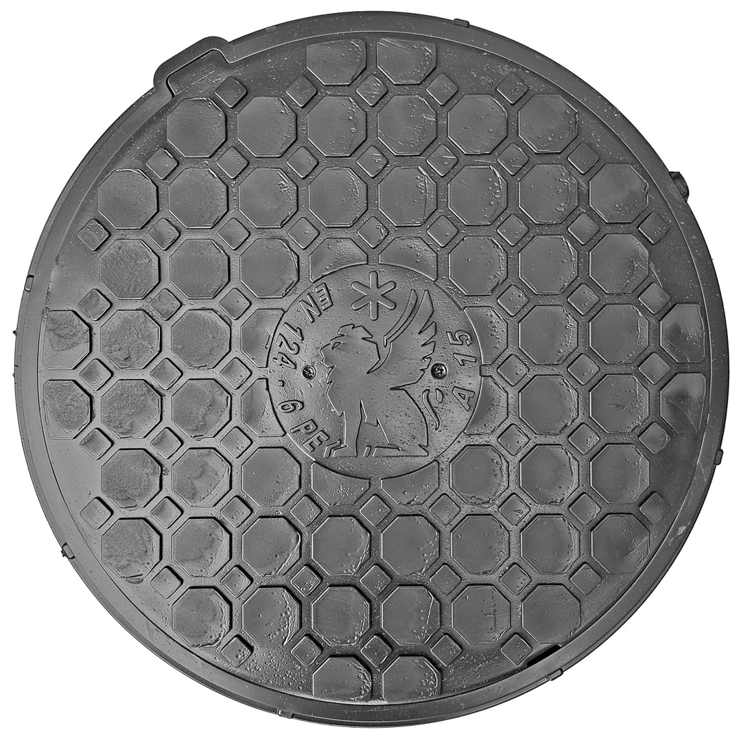BABYLONPLAST Schachtabdeckung, Kanaldeckel Ø500 Kl.A15, Kunststoff Schachtdeckel A15, Belastbar bis