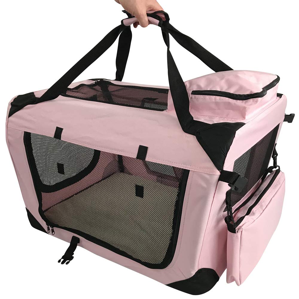 Haustiertransporter, aus weichem Stoff, faltbar, stabil, klein, 49,5 x 34,5 x 35 cm, Pink Small, Sma