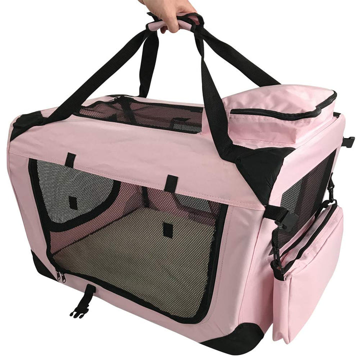 Haustiertransporter, aus weichem Stoff, faltbar, stabil, klein, 49,5 x 34,5 x 35 cm, Pink Small, Sma