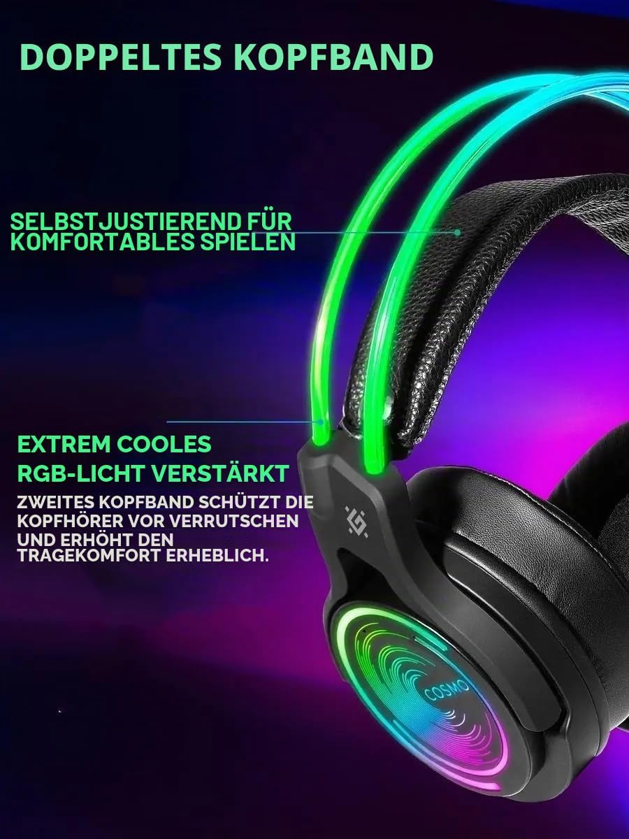 Defender® Gaming Headset, 7.1 Surround Sound, Gaming Kopfhörer PC mit Kabel für PS4, Laptop, Over-Ea