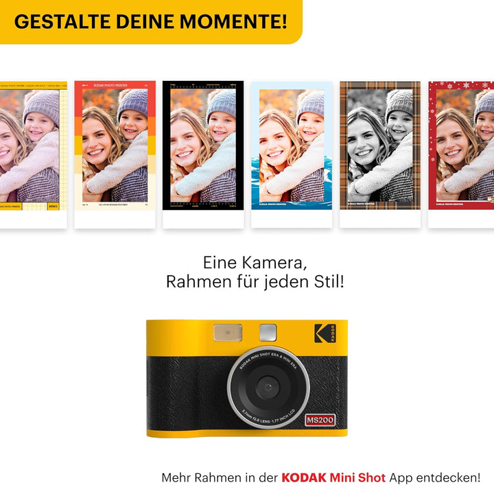 KODAK Cam Mini Shot 2 ERA Black 2,1x3,4 Mini Shot 2 Sofortbildkamera + 8 Blatts Black, Mini Shot 2 S