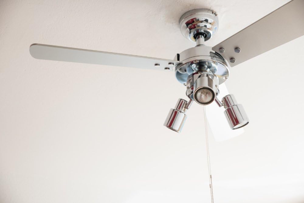 aireRyder - Cyrus Deckenventilator mit Beleuchtung, Leiser Ventilator mit Zugschalter in glänzendem