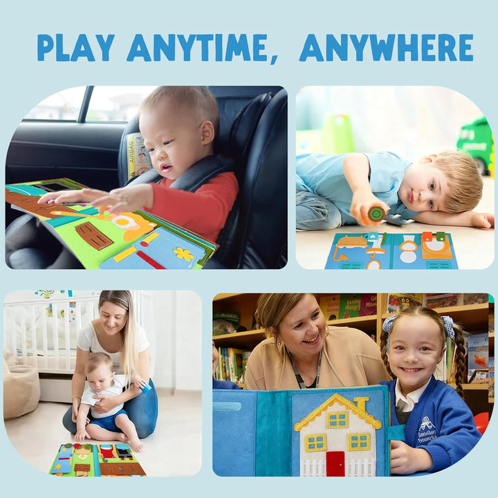 Quiet Book Beschäftigungsbuch für Kinder ab 1 Jahr,3D Filz Beschäftigungsbuch Pädagogisches,Lernspie