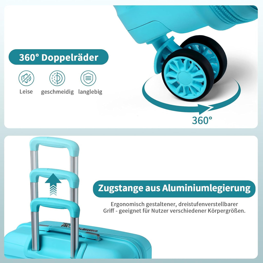 KONO Mittelgrosser Reisekoffer, Robuster Hartschalenkoffer mit TSA-Schloss | 360° Doppelrollen und Y