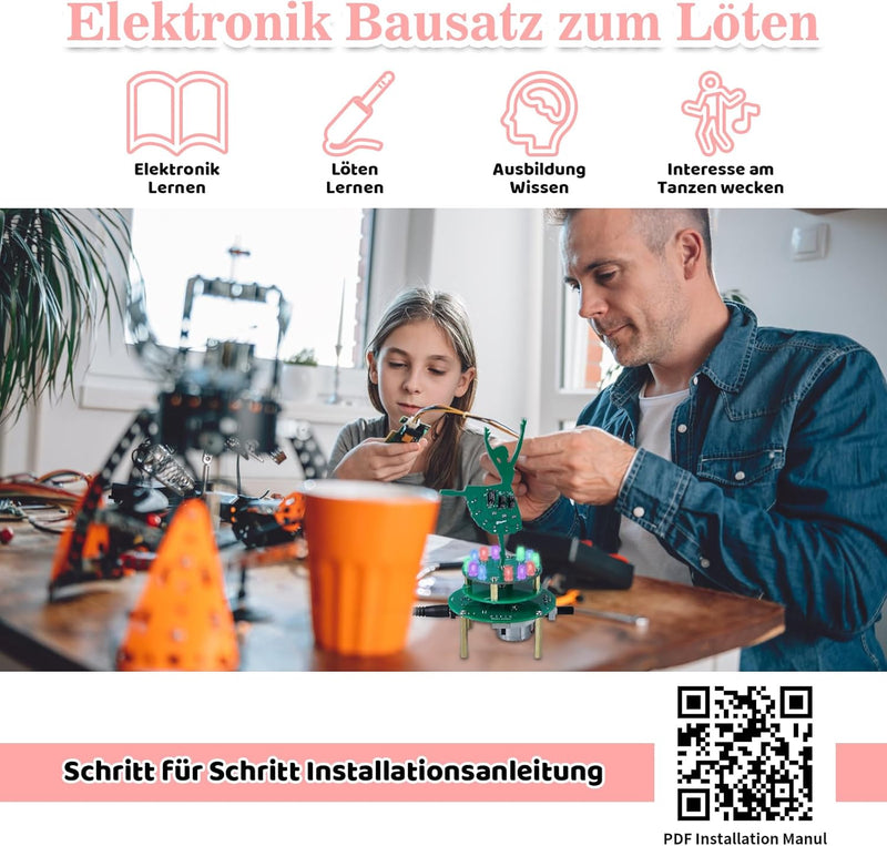 DONGKER Löt Bausatz, Tanzende Mädchen LED Schweissset mit Musik, Spieluhr Desktop Ornamente Elektron