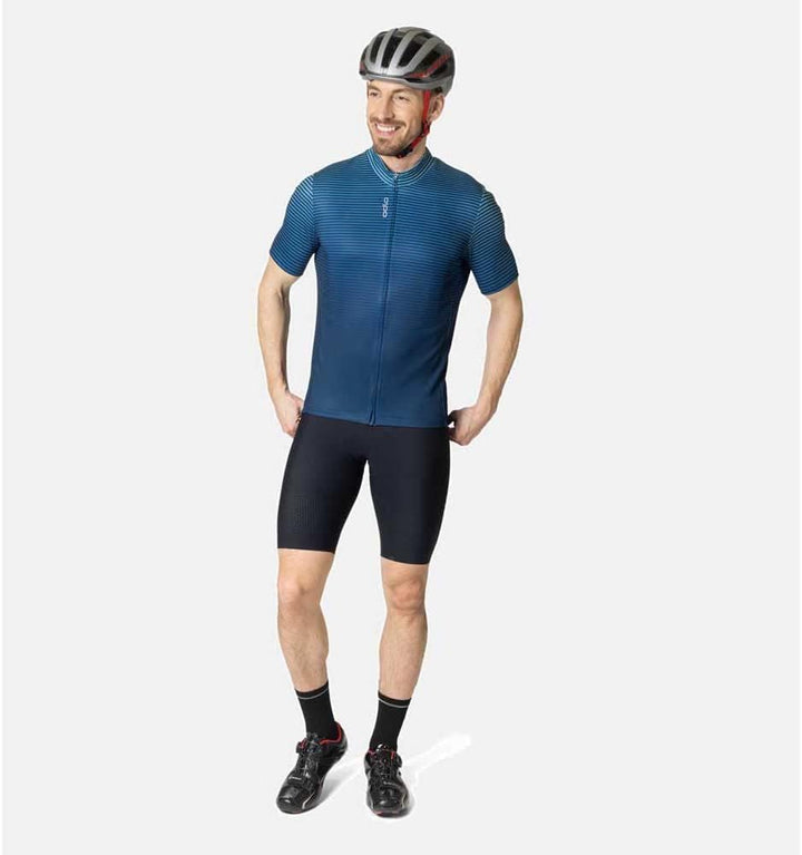 Odlo Herren Radtrikot mit Reissverschluss ESSENTIALS XL Porcelain - Blue Wing Teal, XL Porcelain - B