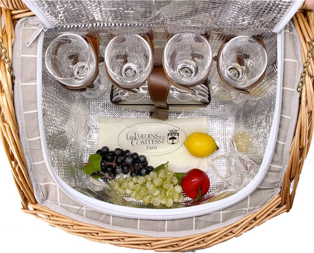 Les Jardins de la Comtesse - Picknickkorb mit Rollen Concorde – 4 Personen – 41 x 35 x 50 cm