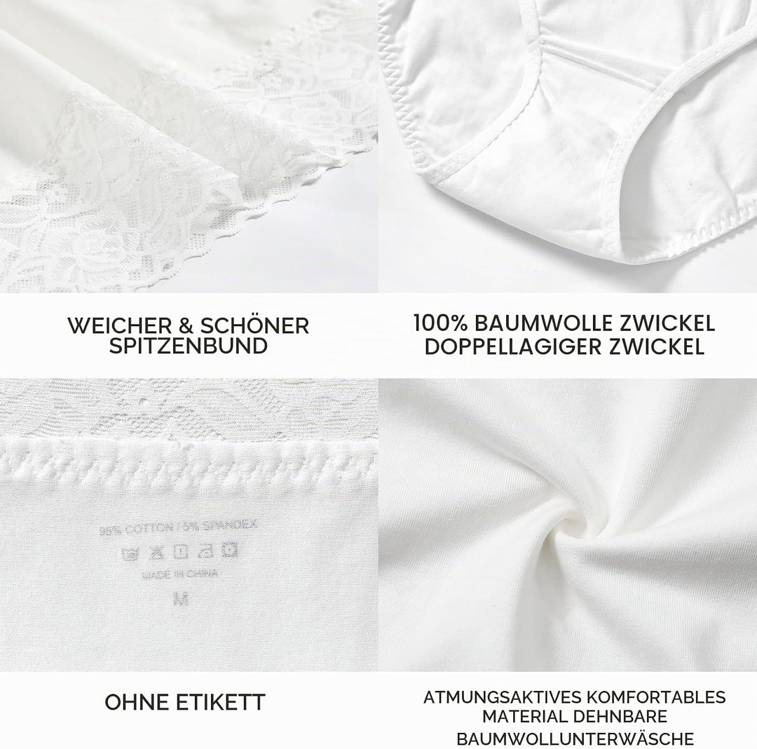 Wealurre Unterhosen Damen, Unterwäsche Frauen Baumwolle Hohe Taille Slip Damen Unterwäsche Spitze 5e