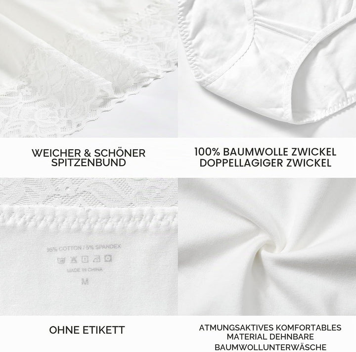 Wealurre Unterhosen Damen, Unterwäsche Frauen Baumwolle Hohe Taille Slip Damen Unterwäsche Spitze 5e