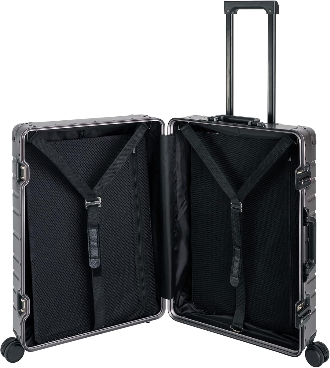 Travelhouse Oslo Aluminium Koffer Reisekoffer Graphit Grau M-65cm Hartschalenkoffer Reisetrolley Sui