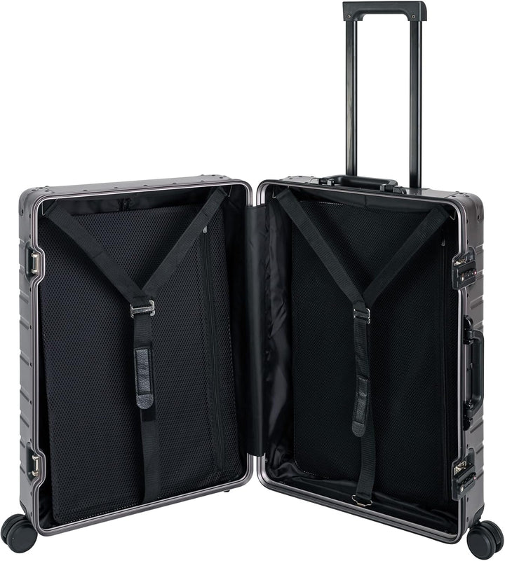 Travelhouse Oslo Aluminium Koffer Reisekoffer Graphit Grau M-65cm Hartschalenkoffer Reisetrolley Sui
